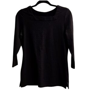 Kim Rogers Black 3/4 Sleeve Top,  size small